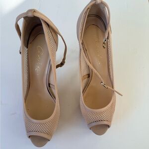 Charles & Keith Beige Mesh Heels